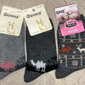 Gray Wool  and angora  Socks 7-10 one pair of choice